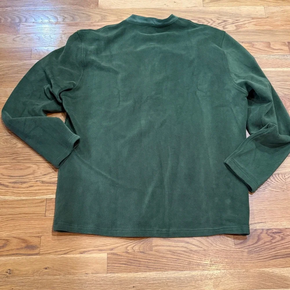 Mens Military Forest Green Fleece Henley‎ Pullover American Flag Patch 3XL